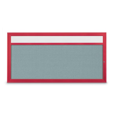 United Visual Products Slim Enclosed Corkboard, 36"x36", Satin Alum Frame/Cobalt UVEB3636-SATIN-COBACC